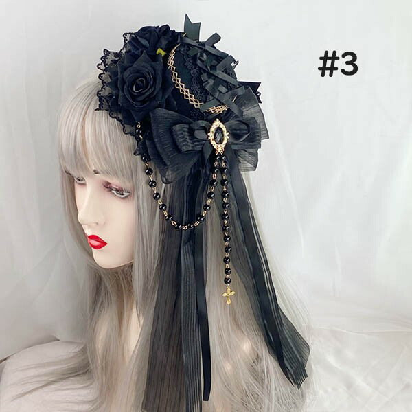 【7日内出荷】ヘッドドレス ハット ロリィタ 礼装帽子 ミニハット トーク帽 カクテルハット エレガント ピアノ 発表会 演奏会 文化祭 学園祭 コスプレ小道具 仮装 コスチューム アクセサリー イベント ブラック 黒
