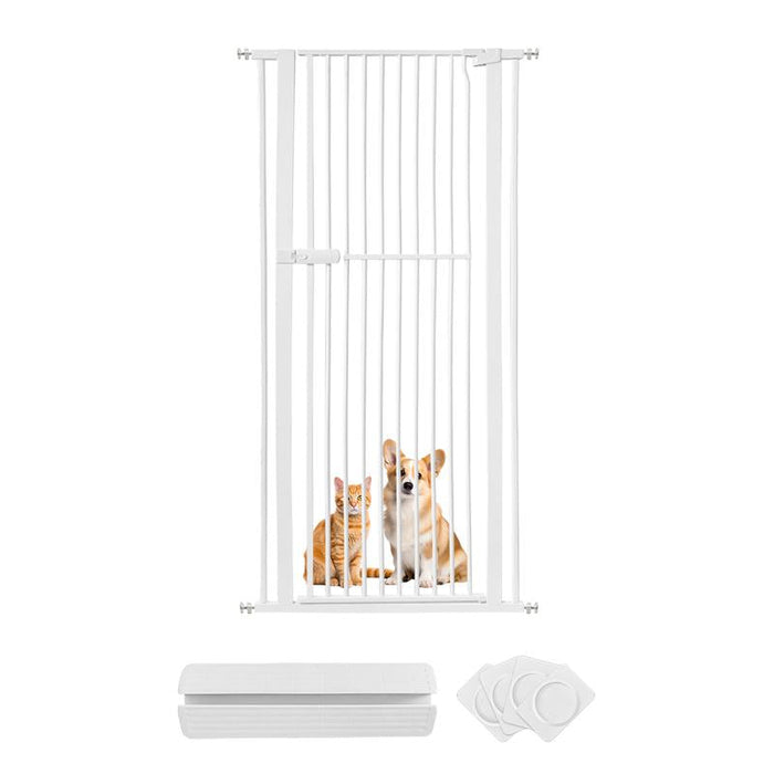 RAKU ホワイト ペットゲート 猫 高さ190cm 突っ張り式 3.5cm柵間隔 取付幅61.5-246cm選択可能 オートクローズ 前後90°開閉 脱出防止フェンス