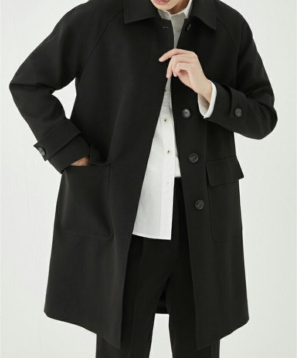 【M-2XL】ステンカラーコート メンズ ビジネス コート スプリングコート オーバーサイズ ビッグシルエット 薄手 ゆったり ロングコート アウター 仕事 カジュアル 通勤 通学 きれいめ シンプル 無地 韓国 ファッション 春服 秋服 黒 グレージュ