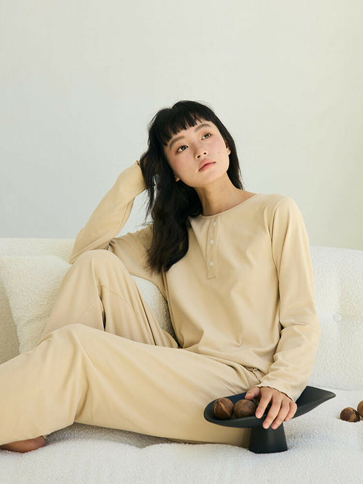 【7日内出荷】【2点セット 】ルームウェア レディース 長袖 可愛い パジャマ ゆったり セットアップ 寝巻き 部屋着 秋 冬 春 夏 シンプル 女性 中学生 高校生 韓国 カジュアル クルーネック トップス 長ズボン ナイトウェア 大きいサイズ おしゃれ 大人 入院 旅行 修学旅行 新生活 プレゼント ギフト M L