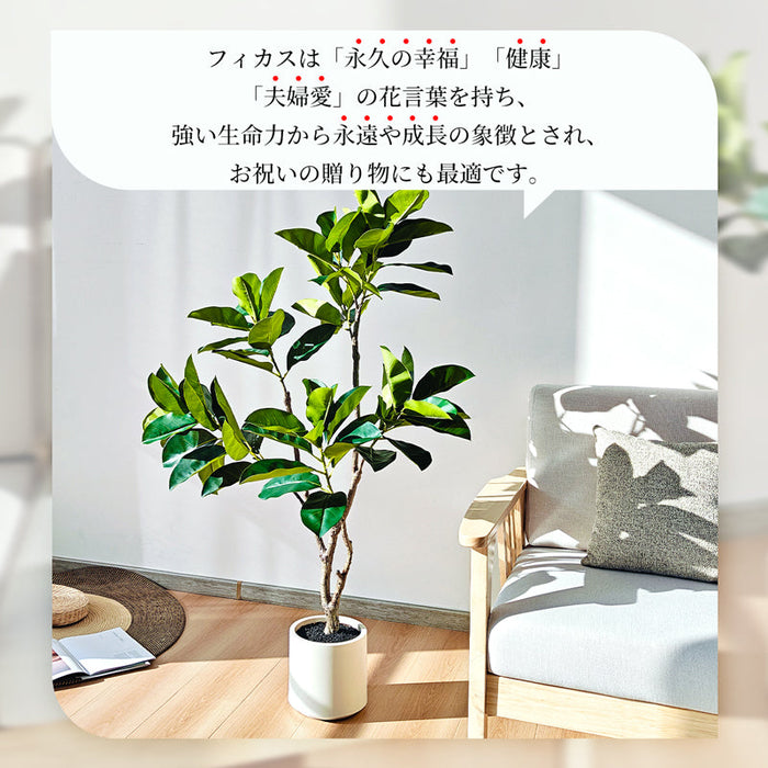RAKU フィカス フェイクグリーン 高さ約150cm 大型 フェイク観葉植物 鉢付き 本物そっくり リアル 人工観葉樹 南国風 お手入れ簡単 インテリア 室内 屋外 玄関 リビング オフィス 開店祝い 新築祝い 引越し祝い