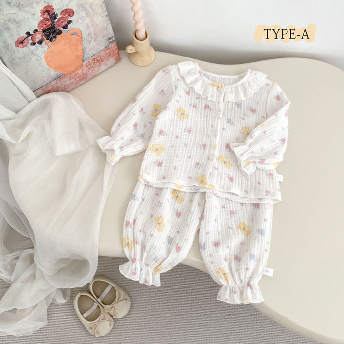 セットアップ キッズ ベビー服 女の子 長袖 ガーゼ ロングパンツ 子供服 春秋 ルームウェア 上下セット 新生児 赤ちゃん おしゃれ 可愛い 部屋着 パジャマ 入園 入学 幼稚園 保育園  1歳 2歳 誕生日 出産お祝い プレゼント