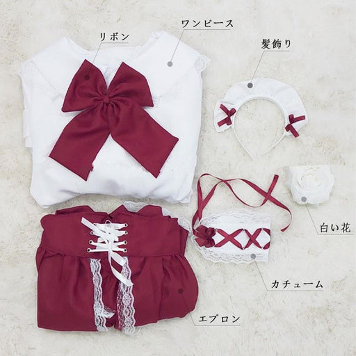 【7日内出荷】6点セット メイド服 ミニ丈 メイド喫茶 メイドコスチューム ジャパニーズメイド lolitaメイド服 セット ミニスカ ハロウィン 衣装 仮装 パーティ コスプレ ウェイトレス