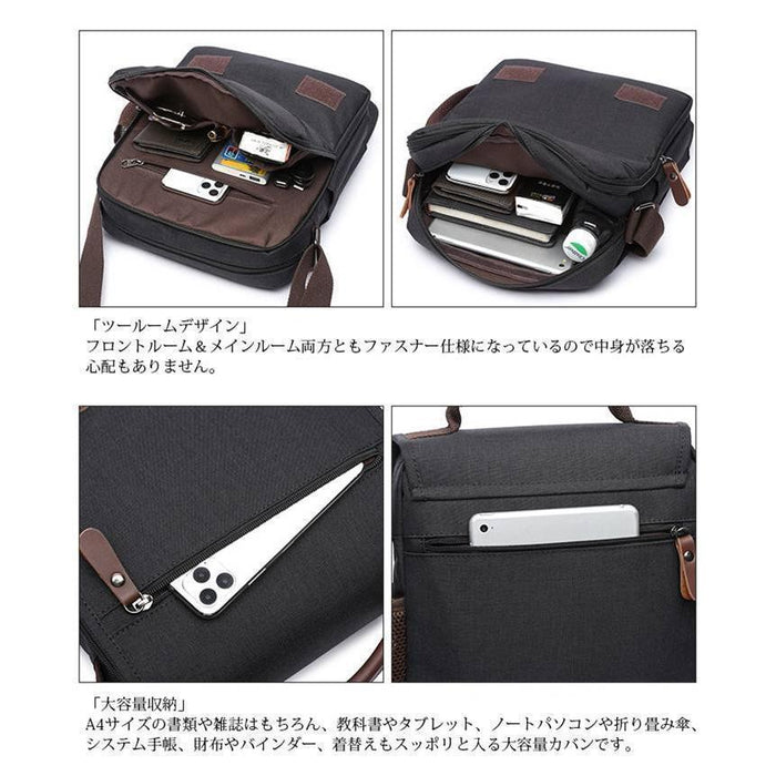 【7日内出荷】【3way】メンズ ショルダーバッグ 縦型 メンズバッグ  肩掛け 斜めがけ キャンバス 帆布 撥水 大容量 通勤 通学 多機能 おしゃれ シンプル
