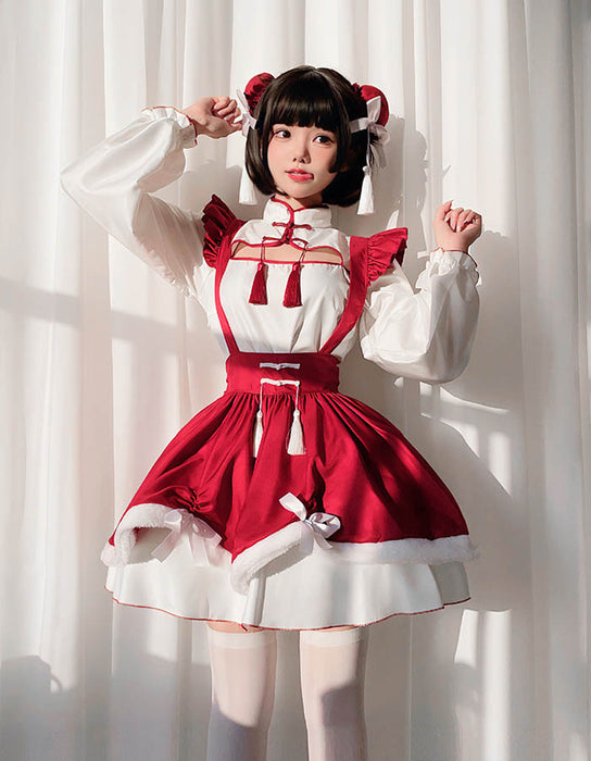 【7日内出荷】【3点セット】コスチューム 衣装 コスプレ ロリータ 服 ワンピース メイド 女性 コスプレ衣装 大人 チャイナ服 ロリィタ ロリータコスプレ ゴスロリ チャイナ ロリ 中華 仮装 チャイナドレス ドレス レディース 可愛いコスプレ 余興 ハロウィン