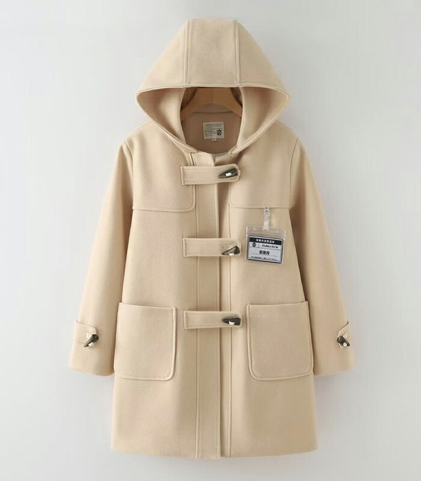 【7日内出荷】ダッフルコート 中綿 スクールコート レディースフード付き 秋冬 アウター ジャケット ミドル丈 韓国 トラッド 暖かい 防寒 厚手 長袖 きれいめ カジュアル ゆったり 体型カバー 通勤 通学 学生 20代 30代 40代 ベージュ ネイビー グレー