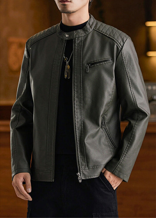 ライダース ジャケット メンズ PU レザージャケット バイクジャケット 裏起毛 フェイクレザー ブルゾン ライトアウター  防寒 保温 秋冬 ツーリング きれいめ カジュアル シンプル おしゃれ 大人 大きいサイズ ブラック グリーン ブラウン