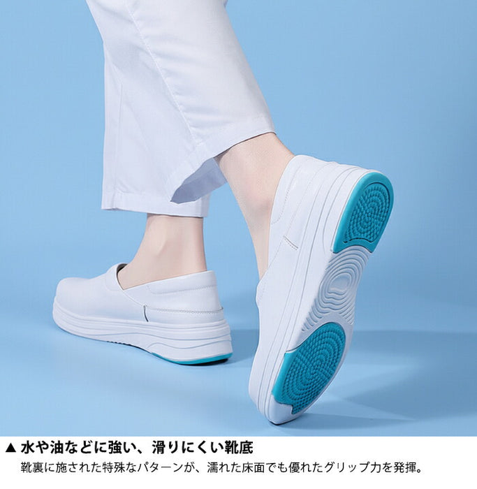 【7日内出荷】ナースシューズ  疲れにくい 軽量 静音 スリッポン 白 レディース メンズ 滑らない 通気性 軽い クッション性 衝撃吸収 介護シューズ 室内履き 作業靴 医療用 防滑 清掃 病院 看護師 介護士 立ち仕事 ナース 男女兼用 ブラック ホワイト