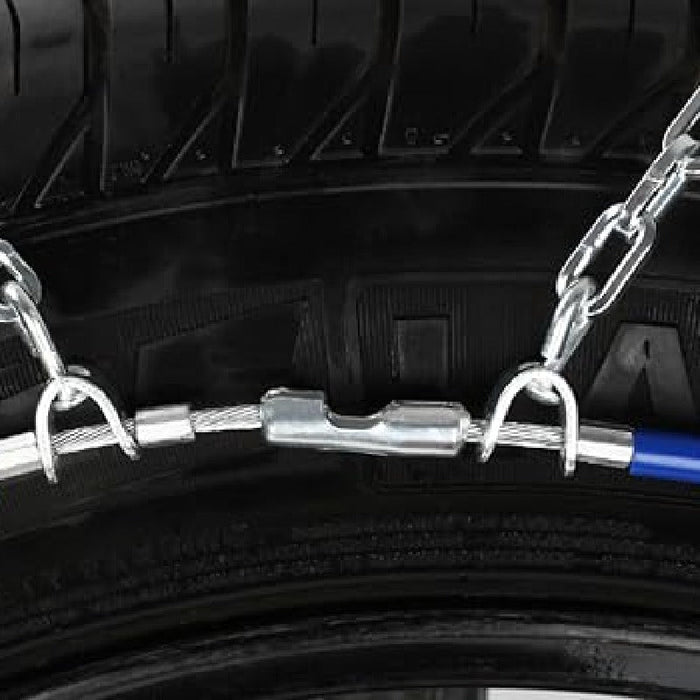 RAKU タイヤチェーン 2個セット 日本語取説付き 取付ビデオあり 金属亀甲チェーン ジャッキアップ不要 女性でも只40秒簡単装着 装着ビデオあり 高性能金属製