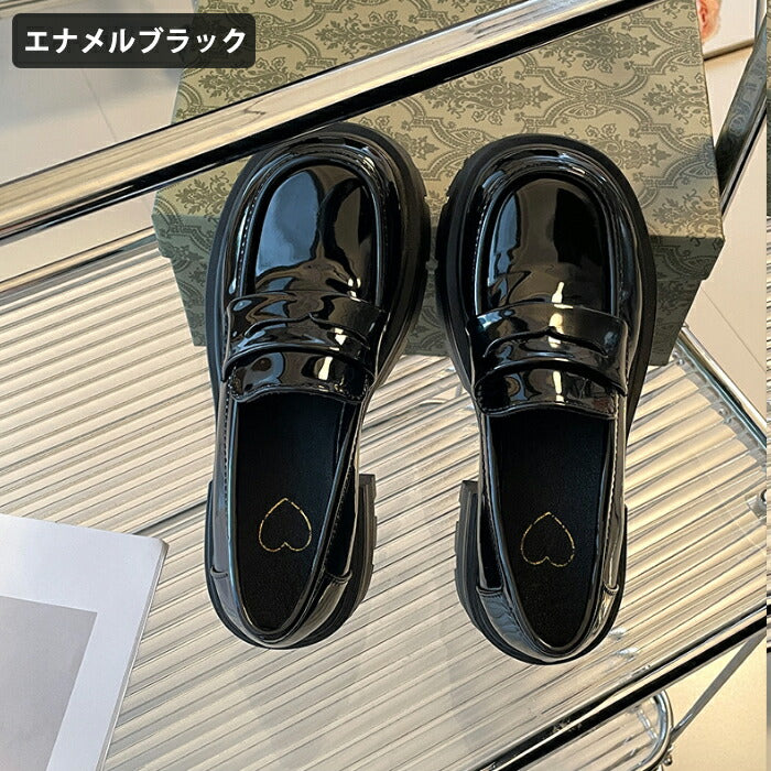 【7日内出荷】【7cmヒール】厚底ローファー レディース 7cmヒール コインローファー チャンキーソール ボリュームソール プラットフォーム 革靴 歩きやすい 疲れにくい 美脚 シューズ 脚長 韓国 ギャル プレッピー 学生 通学 制服コーデ ライブ 黒 白 オールシーズン