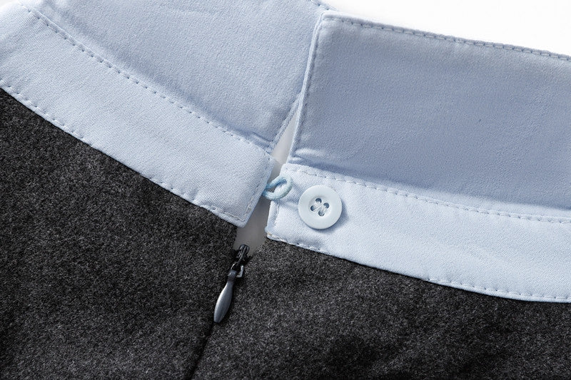 【7日内出荷】ワンピース ロングワンピース 切り替えワンピース Aライン ワンピ ロングワンピ ロング マキシワンピース 襟 無地 きれいめ シンプル マキシ レイヤード風 長袖 大きいサイズ 秋 冬