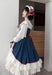 【7日内出荷】 ロリータ 森ガール ワンピース Aライン Lolita 2way オフショルダー 長袖 レース フリル 半袖 萌え萌え 可愛い かわいい プリンセス お姫様 プレゼント ミモレ丈 レディース ロココ コスチューム 仮装 ハロウィン 学園祭 文化祭 ベージュ ネイビー