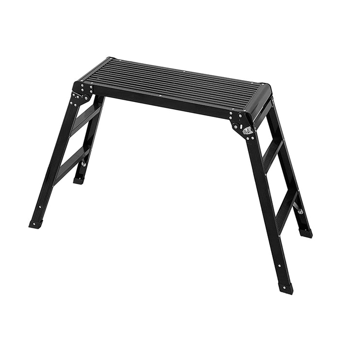 RAKU 足場台 アルミ製 脚立 洗車台 折りたたみ 2段/3段 天板76×30cm 高さ50/75cm 軽量 ステップ台 安全ロック付き 耐荷重150kg 滑り止め 幅広 ブラック シルバー