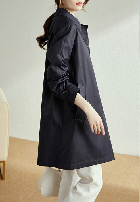 【M-5XL】トレンチコート レディース 大きいサイズ ステンカラーコート アウター ロングコート 膝丈 スプリングコート カジュアル 通勤 きれいめ おしゃれ 上品 チェック ゆったり 軽 体型カバー 入学式 入園式 卒業式 オフィス 春 秋 冬 ベージュ 紺