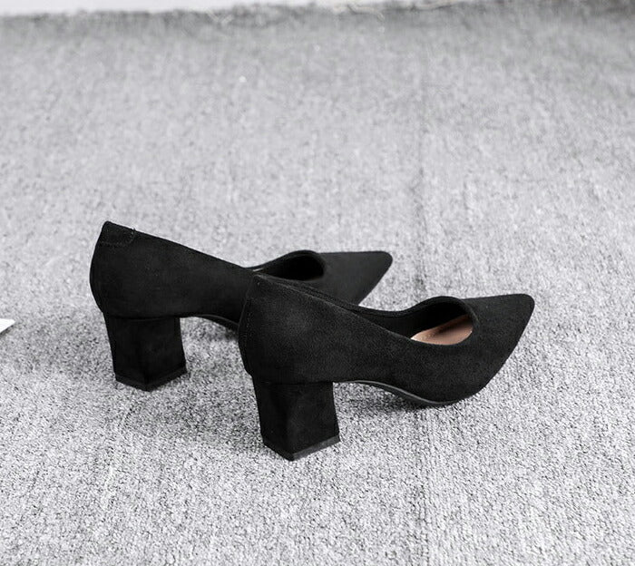 【7日内出荷】【5cmヒール 】パンプス 黒 スエード 痛くない 走れる 歩きやすい 疲れない 太ヒール ポインテッドトゥ レディース 就活 通勤 オフィス 冠婚葬祭 入学式 卒業式 立ち仕事 美脚 安定感 静音 3cm 5cm ローヒール ミドルヒール チャンキーヒール