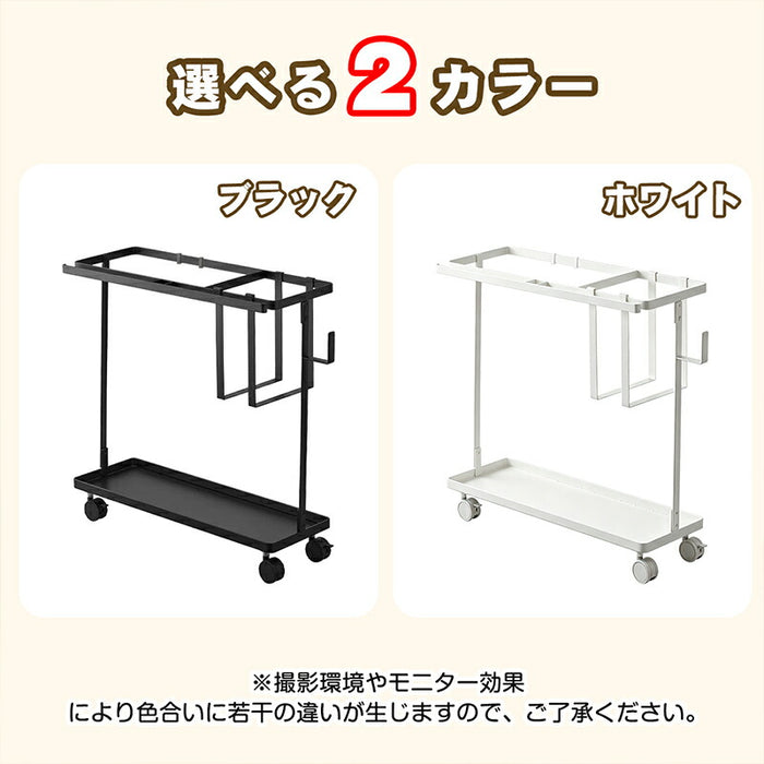 RAKU フィットネス収納ラック キャスター フック付き ヨガマット フォームローラー 筋トレ用品収納 2段式 隙間収納 スリム フック付 ホームジム 約W50×D18.5×H45.5cm