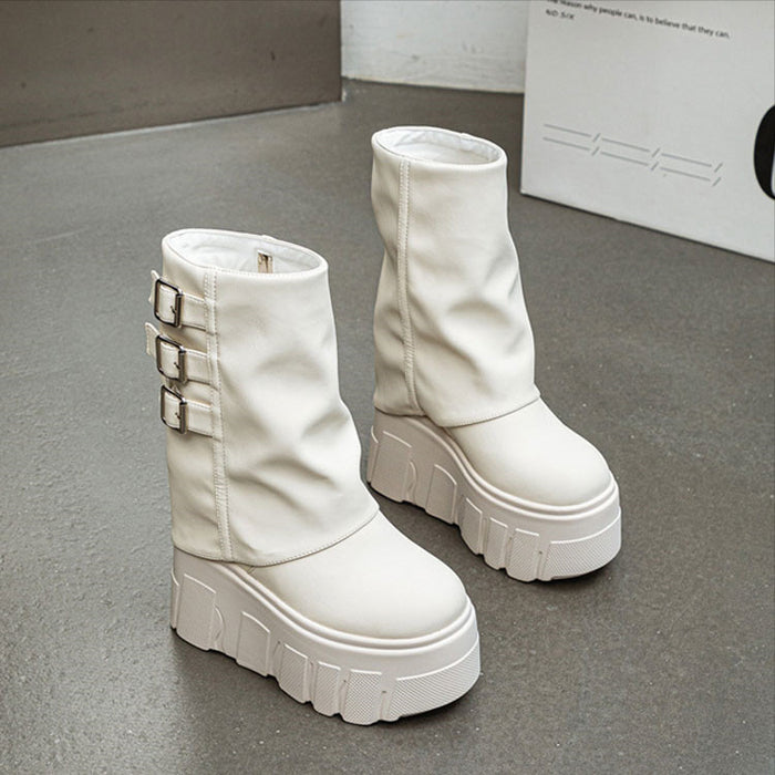 【7日内出荷】ショートブーツ 厚底 ブーツ レディース ヒール9cm 靴 日常 通勤 ナウシカブーツ 秋ブーツ おしゃれ ラウンドトゥ 痛くない 履きやすい 柔らかい カジュアル ゆったり きれいめ 人気 クール 身長盛れる 春夏秋冬 ダンスシューズ  韓国 仕事 合皮 原宿系 細見え 黒 ベージュ