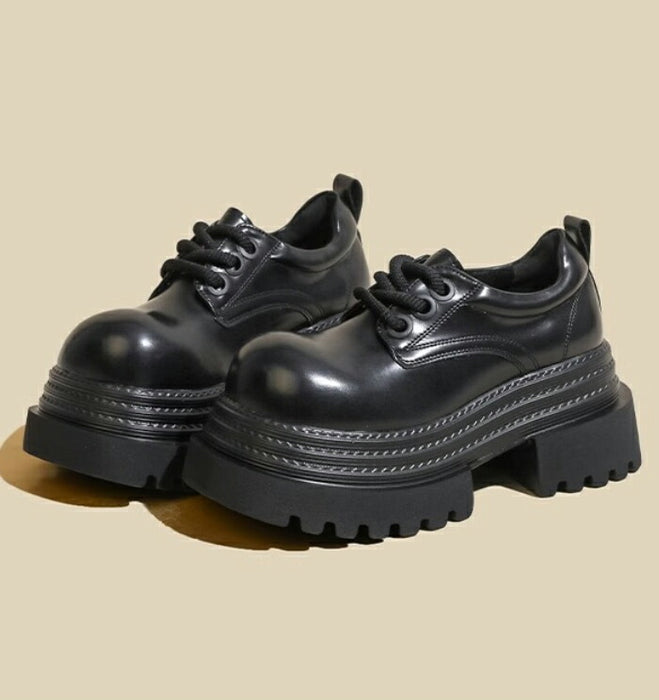 【7日内出荷】【9cmヒール】厚底オックスフォードシューズ レディース 厚底 スクール スクエアトゥ チャンキーヒール トラックソール ボリュームソール プラットフォーム 歩きやすい 疲れにくい 美脚 脚長 地雷系 ストリート イベント 黒 ブラウン 茶色 秋冬