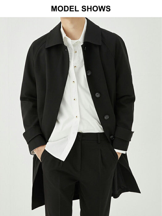 【M-2XL】ステンカラーコート メンズ ビジネス コート スプリングコート オーバーサイズ ビッグシルエット 薄手 ゆったり ロングコート アウター 仕事 カジュアル 通勤 通学 きれいめ シンプル 無地 韓国 ファッション 春服 秋服 黒 グレージュ