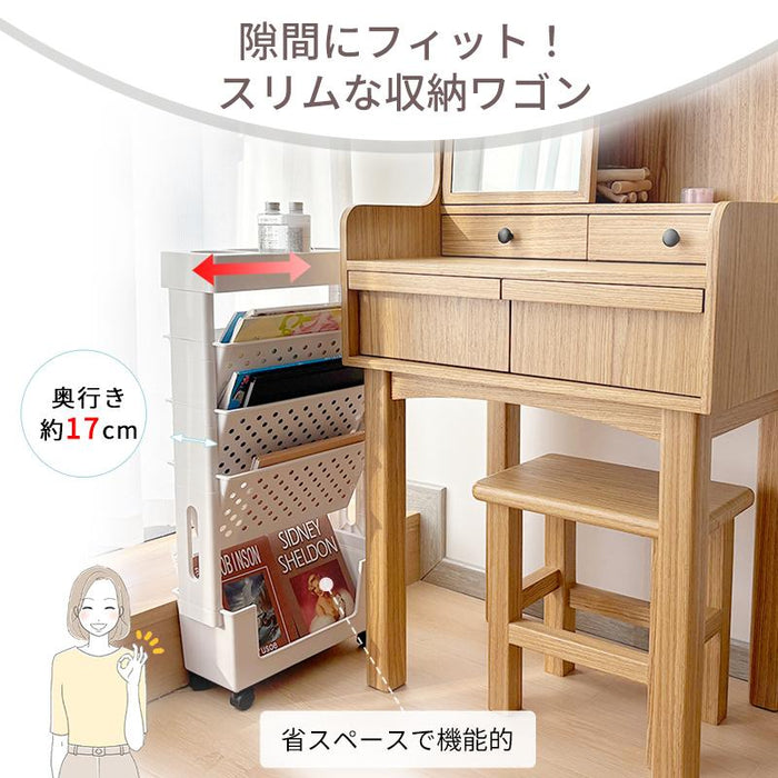 RAKU マガジンラック 本棚 書類収納 5段 収納ワゴン キャスター付き 大容量 サイドワゴン デスクワゴン 資料整理 スリム 省スペース 漫画 雑誌 収納 書類棚