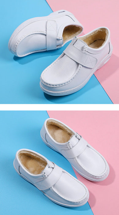 【7日内出荷】ナースシューズ  疲れにくい 軽量 静音 スリッポン 白 レディース メンズ 厚底 滑らない 通気性 幅広 防寒 痛くない エアクッション ベルクロ 介護 室内履き 作業靴 医療用 シューズ 病院 看護師 介護士 立ち仕事 男女兼用 秋冬モデル