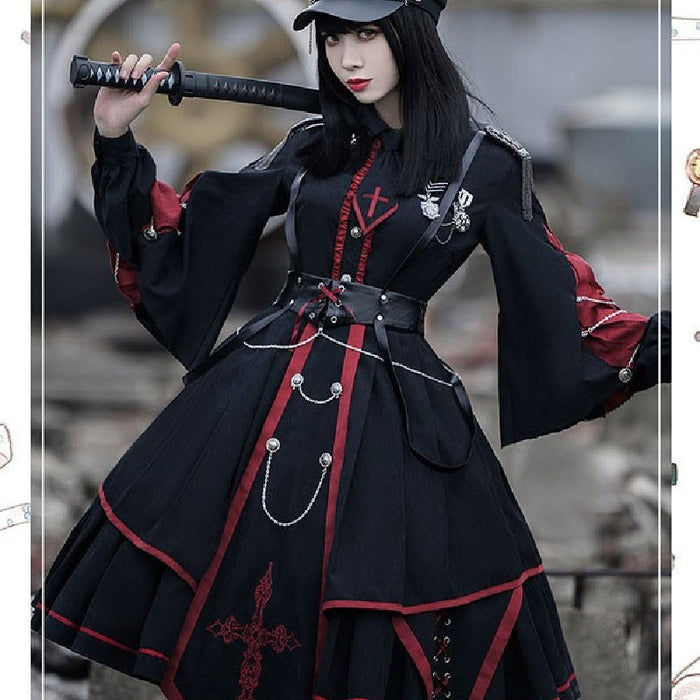 【7日内出荷】5点セット Lolita系 ロリータ 軍服 ワンピース ゴスロリ セーラー服 ロリ 制服 学生服 萌え萌え 少女ウェア レディース 二次元ドレス 学園祭 文化祭 イベント 可愛い