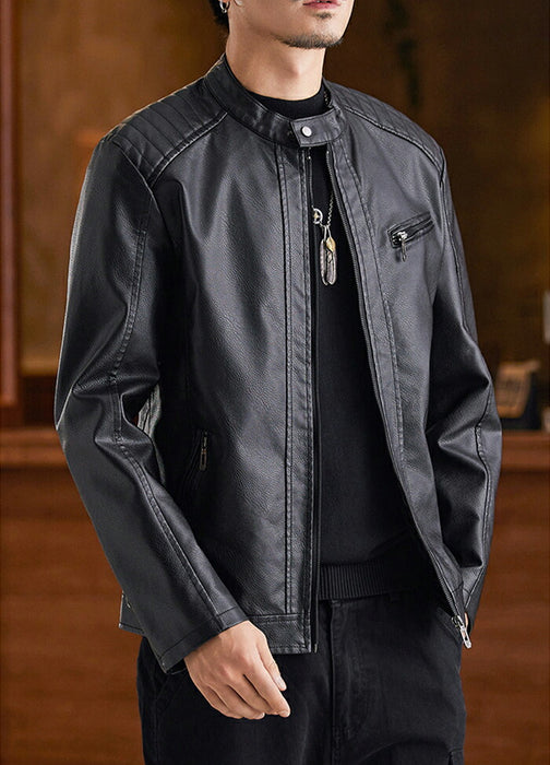 ライダース ジャケット メンズ PU レザージャケット バイクジャケット 裏起毛 フェイクレザー ブルゾン ライトアウター  防寒 保温 秋冬 ツーリング きれいめ カジュアル シンプル おしゃれ 大人 大きいサイズ ブラック グリーン ブラウン