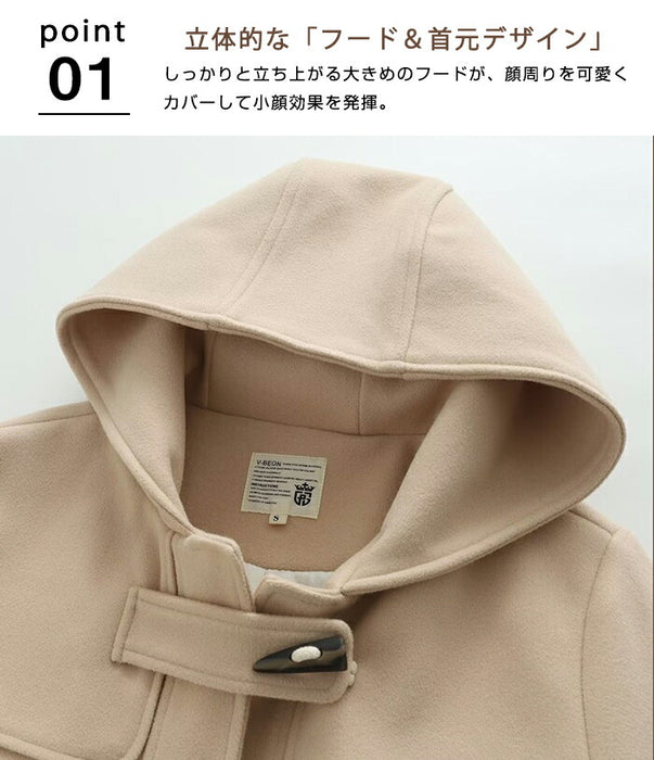 【7日内出荷】ダッフルコート 中綿 スクールコート レディースフード付き 秋冬 アウター ジャケット ミドル丈 韓国 トラッド 暖かい 防寒 厚手 長袖 きれいめ カジュアル ゆったり 体型カバー 通勤 通学 学生 20代 30代 40代 ベージュ ネイビー グレー