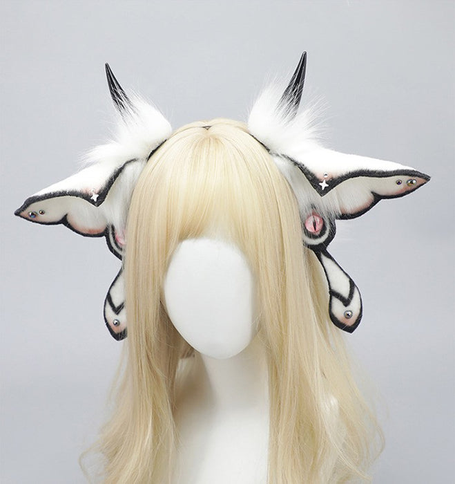 【7日内出荷】カチューシャ ハロウィン 仮装 悪魔 ヴィラン デビル ホワイト ブラック コスプレ用 ヘッドドレス フェイクファー製 ヘアアクセサリー ふわふわ 耳飾り かわいい セクシー 可愛いコスプレ 小物 撮影 グッズ レディース 大人 女性 ハロウィン コスチューム mj001lc