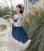 【7日内出荷】 ロリータ 森ガール ワンピース Aライン Lolita 2way オフショルダー 長袖 レース フリル 半袖 萌え萌え 可愛い かわいい プリンセス お姫様 プレゼント ミモレ丈 レディース ロココ コスチューム 仮装 ハロウィン 学園祭 文化祭 ベージュ ネイビー
