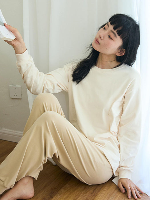 【7日内出荷】【2点セット 】ルームウェア レディース 無地 パジャマ 長袖 可愛い ゆったり 寝巻き 部屋着 秋 冬 春 夏 女性 中学生 高校生 セットアップ 韓国 カジュアル シンプル トップス 長ズボン ナイトウェア 大きいサイズ おしゃれ 大人 入院 旅行 外出 修学旅行 新生活 プレゼント ギフト M L