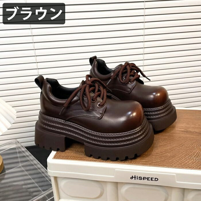 【7日内出荷】【9cmヒール】厚底オックスフォードシューズ レディース 厚底 スクール スクエアトゥ チャンキーヒール トラックソール ボリュームソール プラットフォーム 歩きやすい 疲れにくい 美脚 脚長 地雷系 ストリート イベント 黒 ブラウン 茶色 秋冬