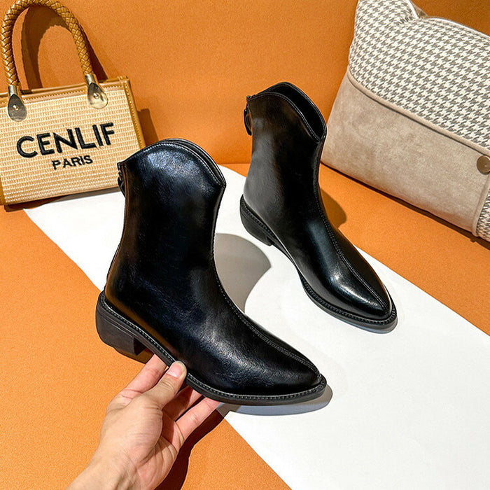 【7日内出荷】ショートブーツ レディース ストレッチブーツ 春 秋 冬 靴 韓国 通勤 ブーツ ポインテッドトゥ 5cm 太ヒール ローヒール ロング丈 PU 合皮 超美脚 疲れない 痛くない 歩きやすい 軽量 おしゃれ きれいめ 防寒 大学生 ママ 黒色 ブラック ブラウン 大きいサイズ 21.5~25cm