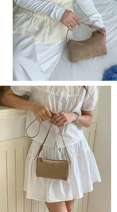 【2way】スエード調 ショルダーバッグ レディース 斜めがけ 手提げ スエードバッグ トートバッグ ボストンバッグ ハンドバッグ 肩掛けバッグ ミニ 柔らか きれいめ 大人可愛い 小さい 鞄 高級感 おしゃれ 秋 冬 通勤通学 お仕事バッグ お出かけ