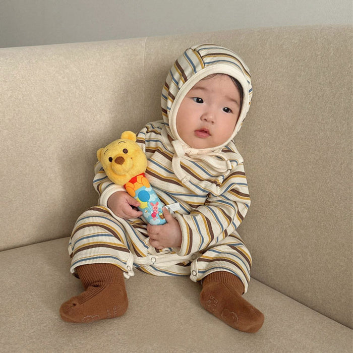 【7日内出荷】【2点セット】ベビー ボーダー ロンパース  女の子 男の子 長袖 ベビー服 肌着 カバーオール 退院 出産祝い 子供服 オールインワン おしゃれ ハット付き ベビー キッズ 赤ちゃん ルームウェア パジャマ 写真撮影 退院着 お食い初め 百日祝 100日祝