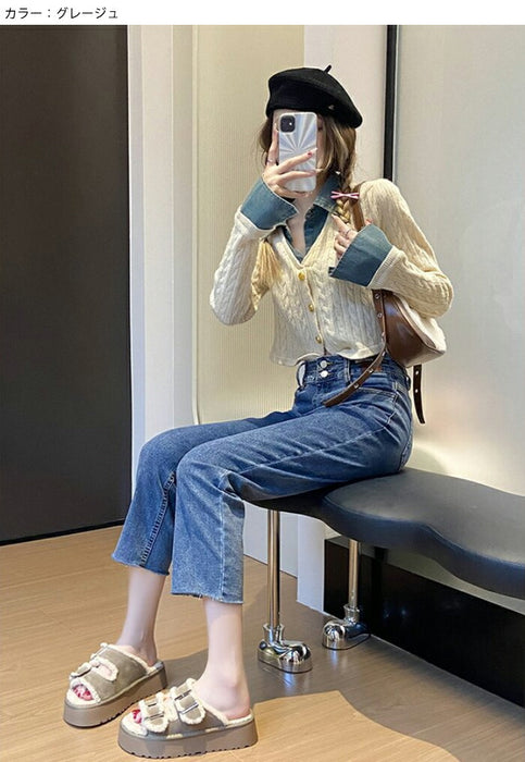 【7日内出荷】【 5cmヒール】厚底ボアサンダル レディース ファーサンダル ボア もこもこ 5cmヒール 歩きやすい つっかけ 暖かい 冬用サンダル 防寒 痛くない ダブルベルト 秋冬ルームシューズ 外履き 室内履き オフィス 20代 30代 シューズ 靴 ブラウン グレージュ