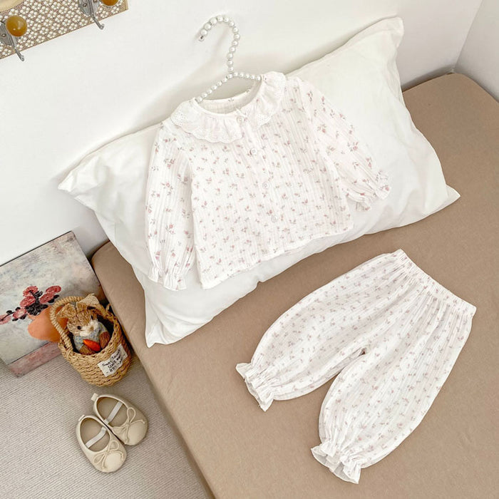 セットアップ キッズ ベビー服 女の子 長袖 ガーゼ ロングパンツ 子供服 春秋 ルームウェア 上下セット 新生児 赤ちゃん おしゃれ 可愛い 部屋着 パジャマ 入園 入学 幼稚園 保育園  1歳 2歳 誕生日 出産お祝い プレゼント