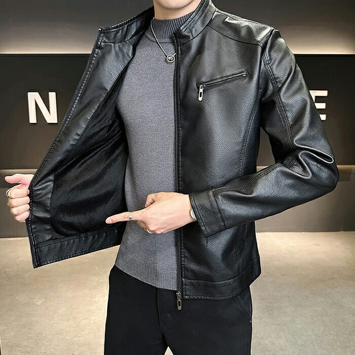 ライダース メンズ シングル バイクジャケット レザージャケット ライダースジャケット 革ジャン 革ジャケット 皮ジャン ジャンパー カジュアル 防寒 防風 秋冬 PUレザー 男性 男 服 通勤 普段着 大きいサイズ ブラック キャメル カーキ