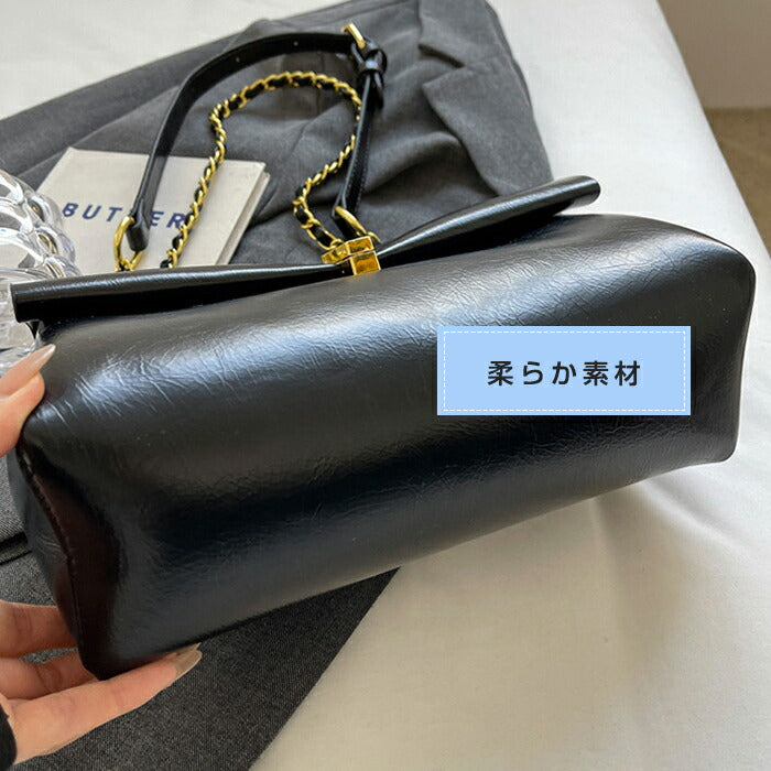 【2WAY】ショルダーバッグ チェーンバッグ レディース 斜めがけ 肩掛け 手提げ 大容量 ボストンバッグ PUバッグ コンパクト 柔らか ハンドバッグ 高校 通勤バッグ お仕事バッグ 通学カバン 女子 大人可愛い きれいめ プレゼント