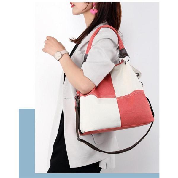 【7日内出荷】キャンバス ショルダーバッグ レディース 2way 大容量 通勤 通学 シンプル 軽量 防水加工 斜めがけ 大きめ A4対応