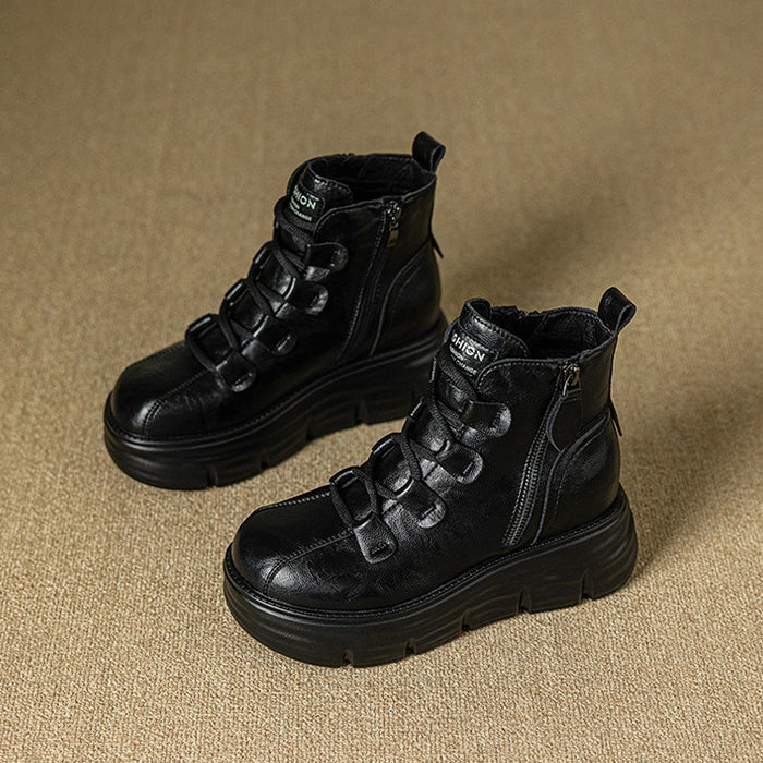 【7日内出荷】【8cm ヒール】厚底 ショートブーツ レディース ブーツ  ショート丈 PU レザーシューズ 2cmインソール 安定感 美脚 くつ 靴 通学 通勤 黒 ブラウン 裏起毛 春 秋 冬 サイドゴム ラウンドトゥ 厚底ブーツ おしゃれ 韓国 歩きやすい 疲れない 滑りにくい 大きいサイズ 22cm～25cm