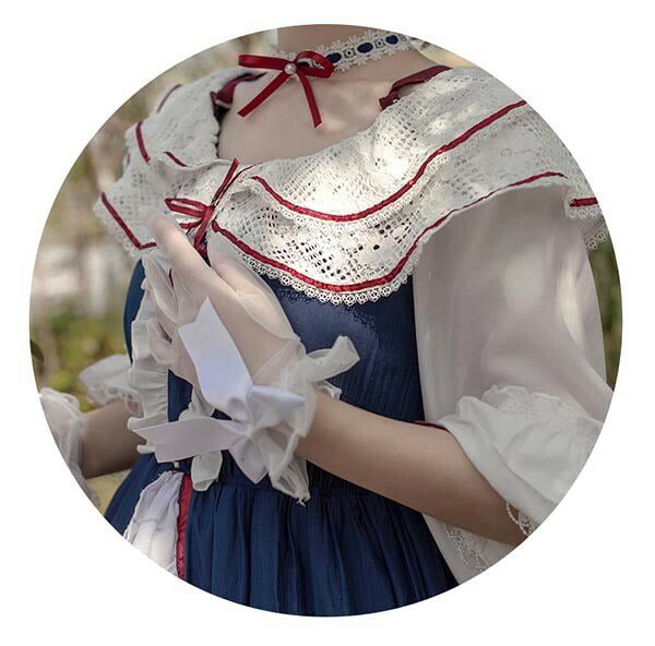 【7日内出荷】 ロリータ 森ガール ワンピース Aライン Lolita 2way オフショルダー 長袖 レース フリル 半袖 萌え萌え 可愛い かわいい プリンセス お姫様 プレゼント ミモレ丈 レディース ロココ コスチューム 仮装 ハロウィン 学園祭 文化祭 ベージュ ネイビー