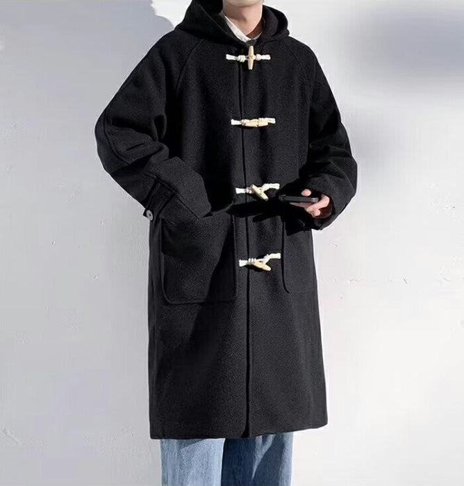 【7日内出荷】ダッフルコート スクールコート 学生 男子 メンズ 裏ボア ロング丈 フード付き アウター ジャケット スクールウェア 通学 制服 ダッフル コート 高校生 カジュアル ゆったり 体型カバー おしゃれ 暖かい 厚手 防寒 コート ブラック 黒