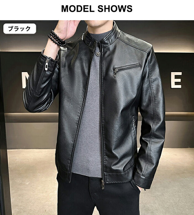 ライダース メンズ シングル バイクジャケット レザージャケット ライダースジャケット 革ジャン 革ジャケット 皮ジャン ジャンパー カジュアル 防寒 防風 秋冬 PUレザー 男性 男 服 通勤 普段着 大きいサイズ ブラック キャメル カーキ