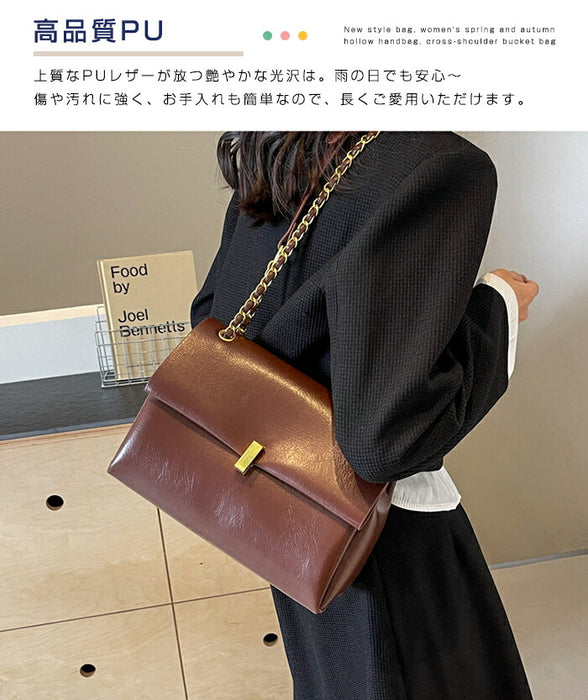 【2WAY】ショルダーバッグ チェーンバッグ レディース 斜めがけ 肩掛け 手提げ 大容量 ボストンバッグ PUバッグ コンパクト 柔らか ハンドバッグ 高校 通勤バッグ お仕事バッグ 通学カバン 女子 大人可愛い きれいめ プレゼント