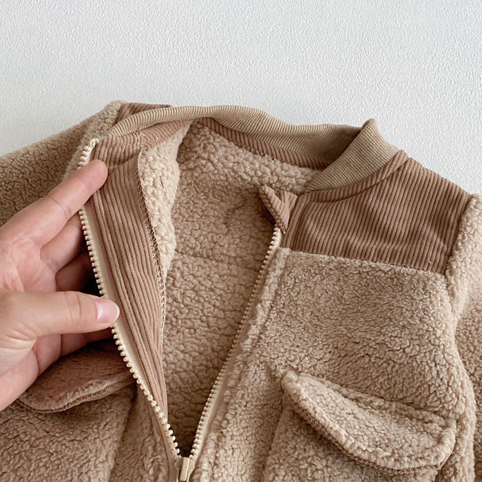 【7日内出荷】ベビー ボア カバーオール コート アウター ジャンプスーツ ジャケット かわいい 裏起毛 中綿 男の子 女の子 ロンパース 新生児 可愛い あったかい 子供服 防寒着 普段着 秋冬 出産祝い ギフト 前開き 着替え便利 外出服