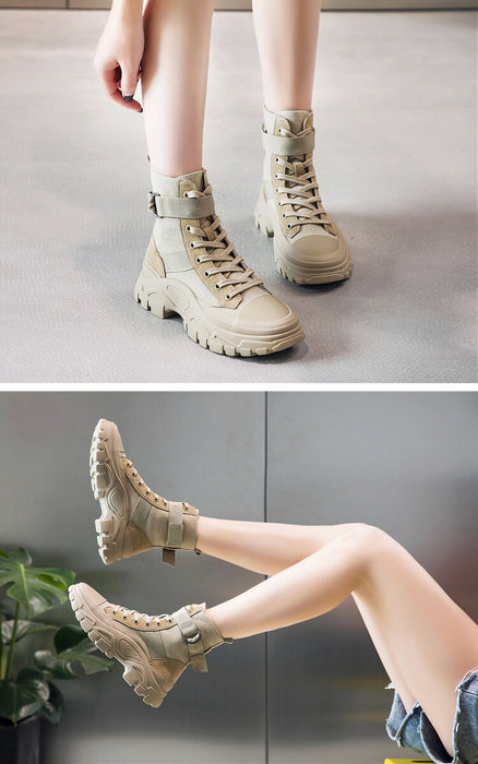 【7日内出荷】【4.5cmヒール】ショートブーツ レディース エンジニアブーツ レースアップ ブーツ 安定感 厚底  靴 カジュアル スポーツシューズ 韓国 原宿系 高校生 中学生 学生 通学 通勤 美脚 歩きやすい 疲れない 痛くない 大きいサイズ 22.5cm 23 23.5 24 24.5 25cm 裏起毛 秋 冬 黒 灰 ベージュ