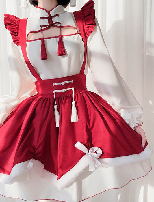 【7日内出荷】【3点セット】コスチューム 衣装 コスプレ ロリータ 服 ワンピース メイド 女性 コスプレ衣装 大人 チャイナ服 ロリィタ ロリータコスプレ ゴスロリ チャイナ ロリ 中華 仮装 チャイナドレス ドレス レディース 可愛いコスプレ 余興 ハロウィン