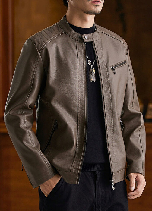 ライダース ジャケット メンズ PU レザージャケット バイクジャケット 裏起毛 フェイクレザー ブルゾン ライトアウター  防寒 保温 秋冬 ツーリング きれいめ カジュアル シンプル おしゃれ 大人 大きいサイズ ブラック グリーン ブラウン