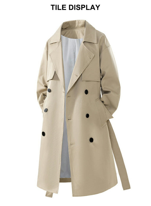【S-3XL】レンチコート メンズ ロングコート アウター スプリングコート ビッグシルエット ビジネスコート 通勤 通学 ダブルブレスト ベルト付き シンプル 無地 大人カジュアル おしゃれ  紳士服 ゆったり 秋物 秋冬 黒 ベージュ 大きいサイズ